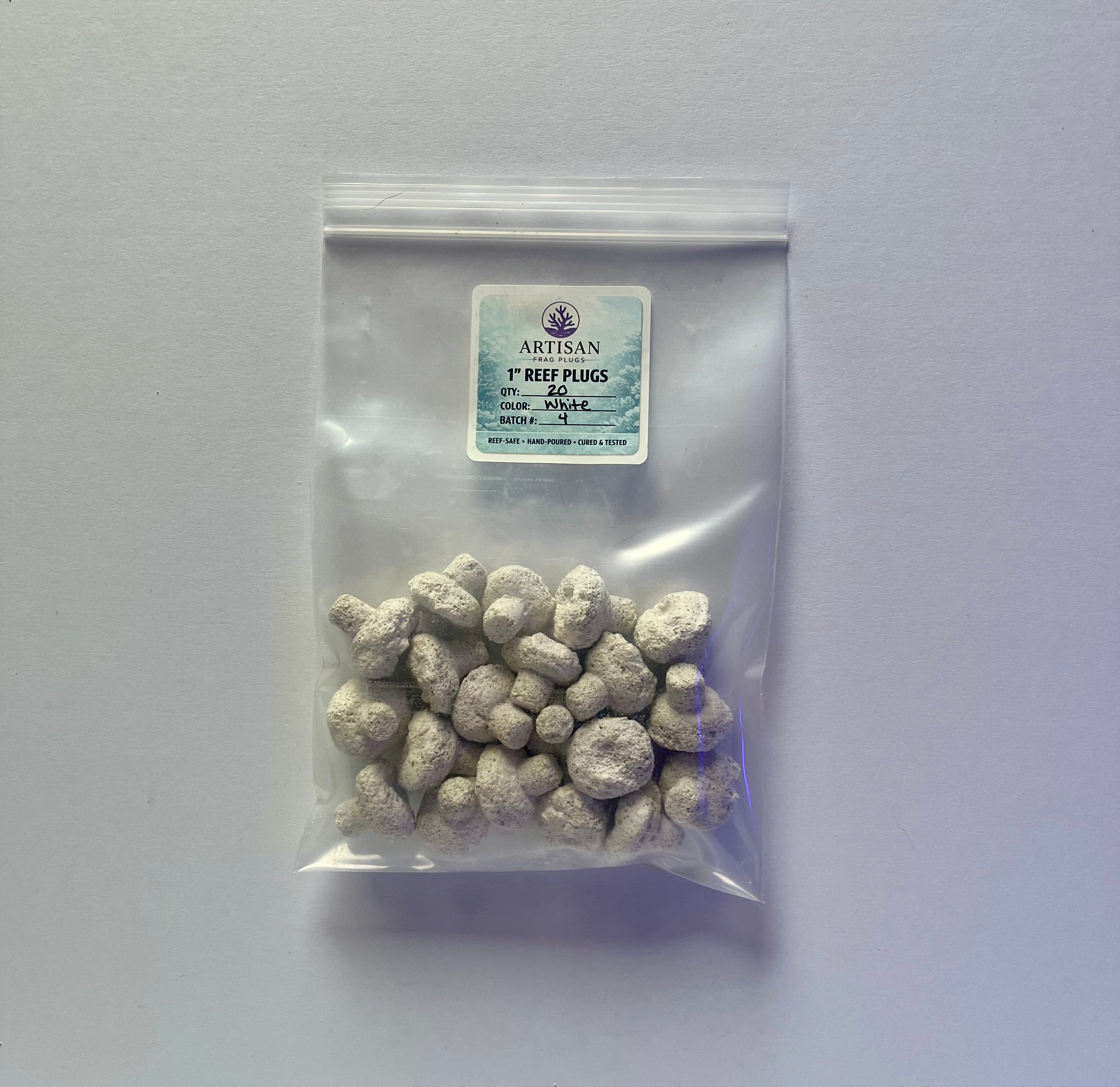 white aragonite frag plugs for coral propagation pack of 20