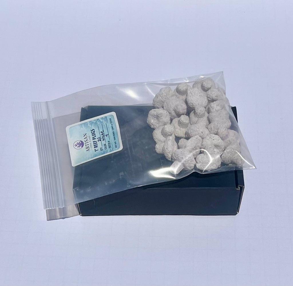 White Aragonite Frag Plugs for Coral Propagation – 1 Inch Frag Plugs