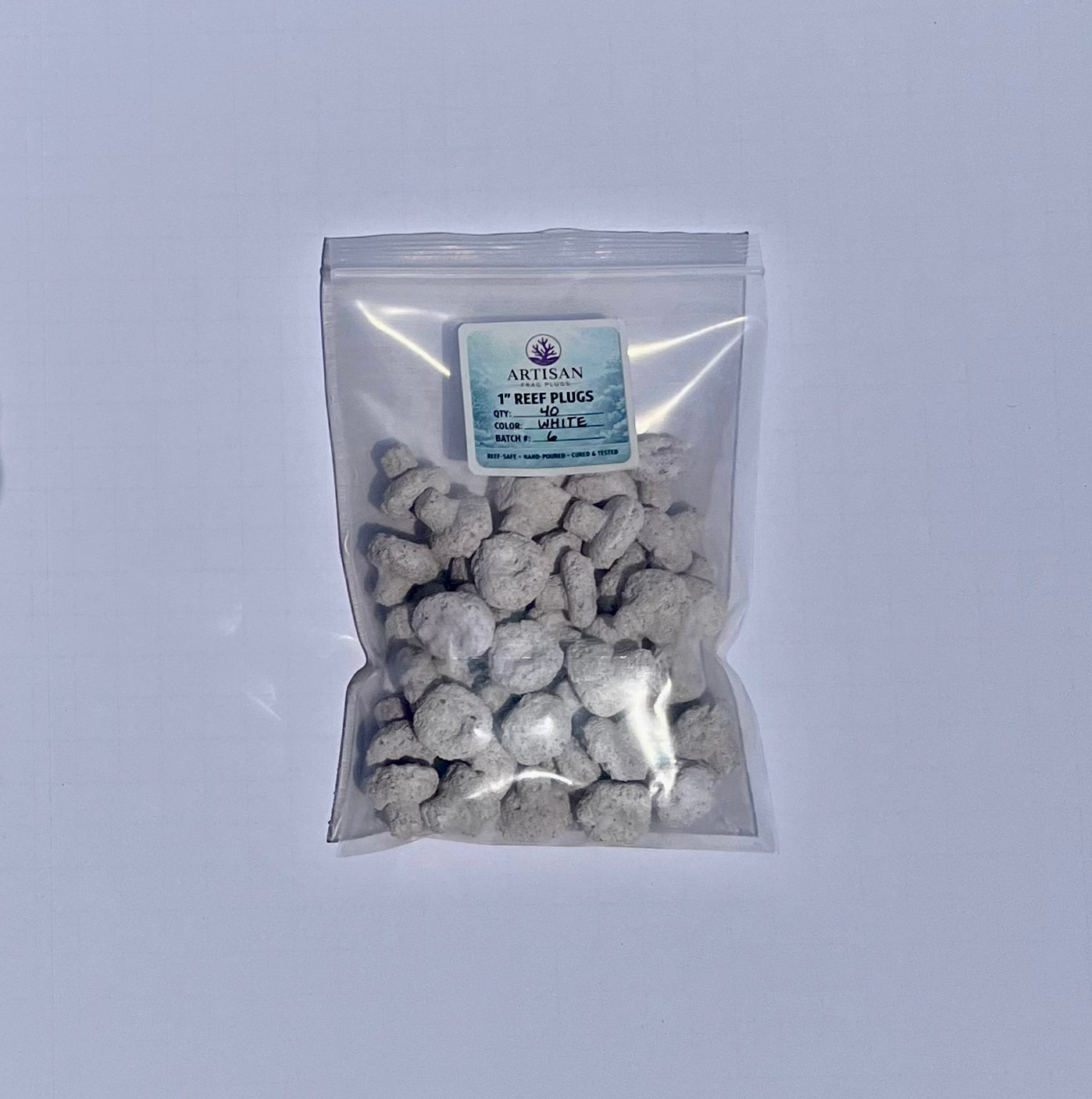 White Aragonite Frag Plugs for Coral Propagation – 1 Inch Frag Plugs