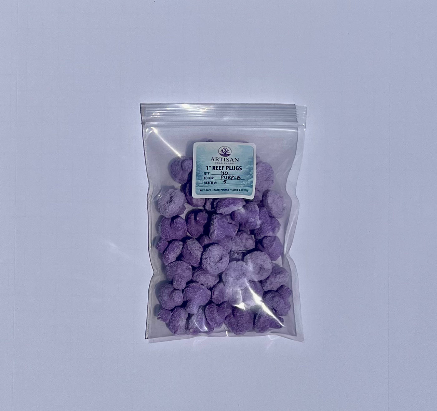Purple Aragonite Frag Plugs for Coral Propagation – 1 Inch Frag Plugs