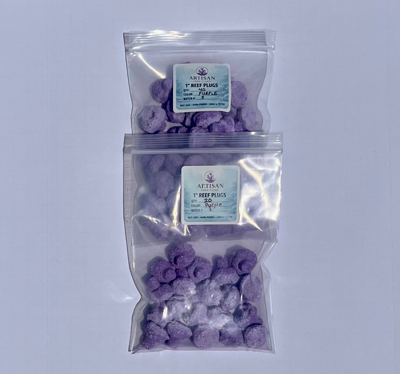 Purple Aragonite Frag Plugs for Coral Propagation – 1 Inch Frag Plugs