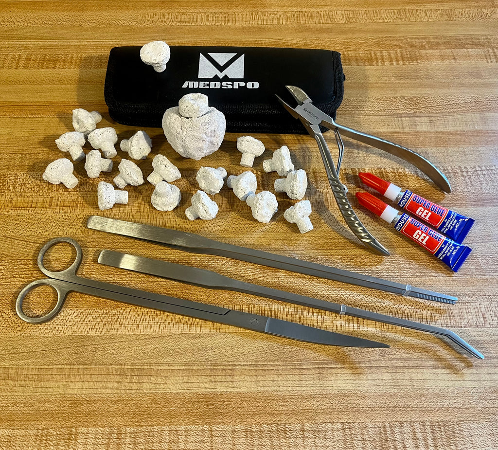 Coral Fragging Kit – Bone Cutters, Tweezers, Scissors, Glue, Magnetic Frag Rock & Frag Plugs